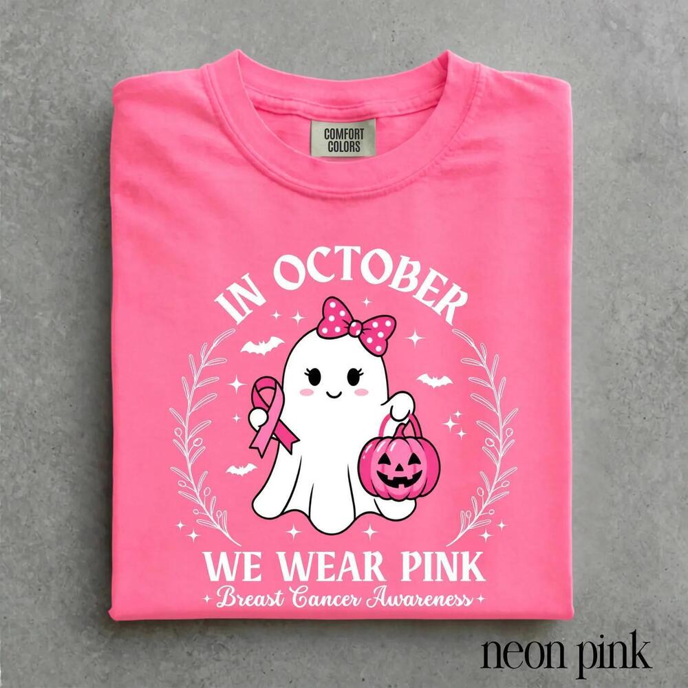 Ghost  Awareness Halloween Tee, Spooky Ribbon Pumpkin Support Top